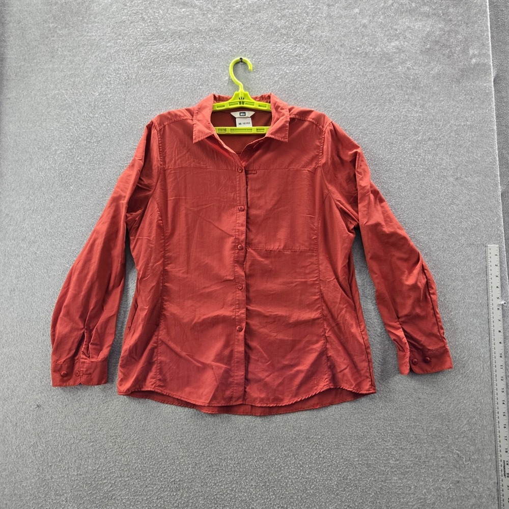REI Women Button Up Shirt XL Red Outdoor Shirt Collared Front